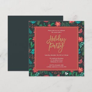 Christmas Foliage and Calligraphy Holiday Party Invitation