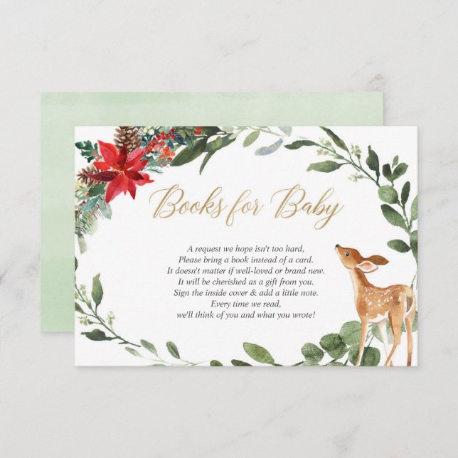 Christmas foliage baby deer book request insert (Front/Back)