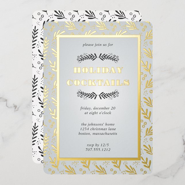Christmas Foliage Berry Garden | Foil Invitation (Front/Back)