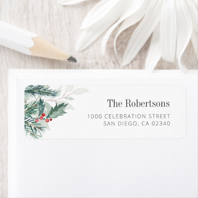 christmas foliage custom address label return address label (Insitu)