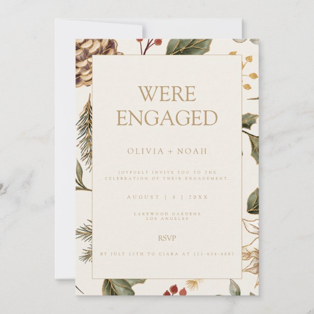 Christmas Foliage Engagement Party Invitation (Front)