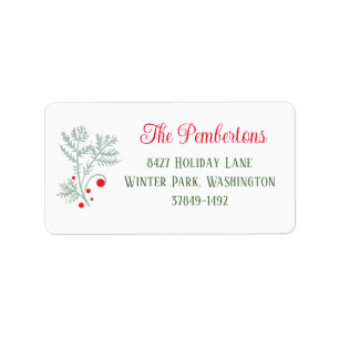 Christmas Foliage Holiday Address Label
