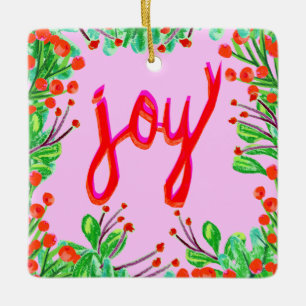 Christmas Foliage - Joy Ceramic Ornament