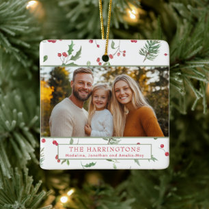 Christmas Foliage Photo Ceramic Ornament