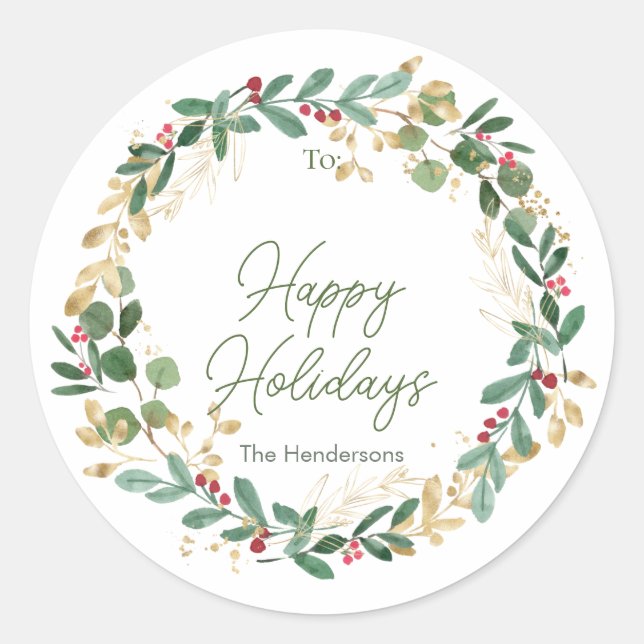 Christmas Foliage Red Berry Label (Front)