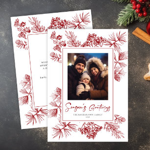 Christmas Foliage Red Photo Holiday Card
