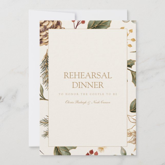 Christmas Foliage Rehearsal Dinner Invitation (Front)