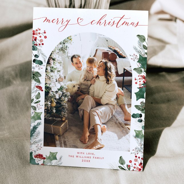 Christmas Foliage Single Photo Arch  Holiday Card (Creator Uploaded)