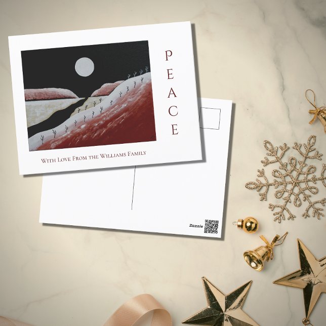 Christmas Folk Art Desert Southwest Peace  Holiday Postcard (Creator Uploaded)