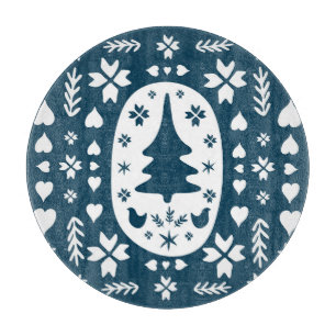 Christmas Folk Art: Scandinavian Doodle. Cutting Board