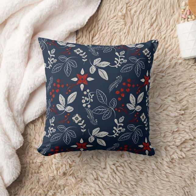 Christmas Folk Botanicals Cushion (Blanket)