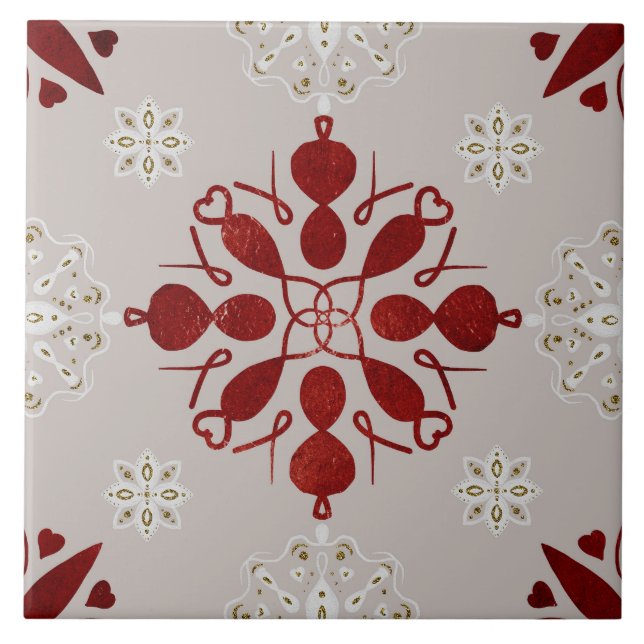 Christmas Folk Nordic Art Ceramic Tile (Front)