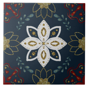 Christmas Folk Nordic Art Ceramic Tile
