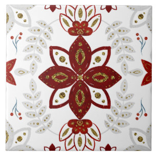 Christmas Folk Nordic Art Ceramic Tile