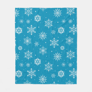 Christmas Folk Snowflakes IceBlue Fleece Blanket