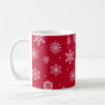 Christmas Folk Snowflakes Red Coffee Mug
