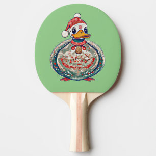 Christmas Folklore Duck Wearing A Santa Hat Ping Pong Paddle