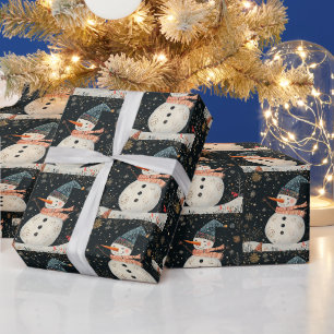 Christmas Folklore Snowman Art Wrapping Paper