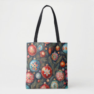 Christmas Folksy Floral Decor Tote Bag