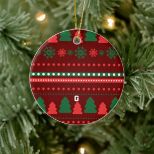 Christmas Food and Beverage Label Set Ceramic Ornament