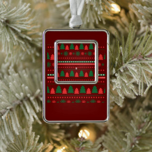 Christmas Food and Beverage Label Set Silver Plated Framed Ornament