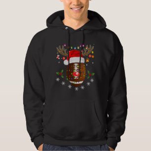 Christmas Football Ball Reindeer Funny Sport Xmas Hoodie