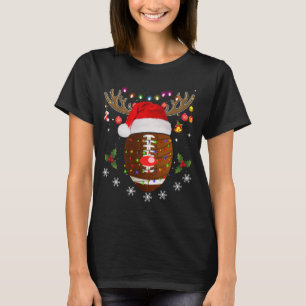 Christmas Football Ball Reindeer Funny Sport Xmas T-Shirt