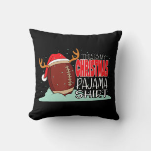 Christmas Football Ball Santa Hat Fun Sport Xmas B Cushion