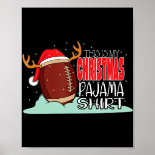Christmas Football Ball Santa Hat Fun Sport Xmas B Poster