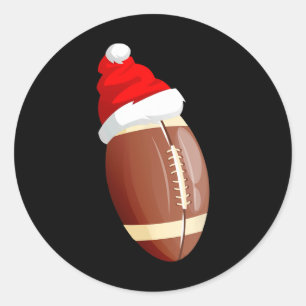 christmas football ball santa hat funny sport xmas classic round sticker