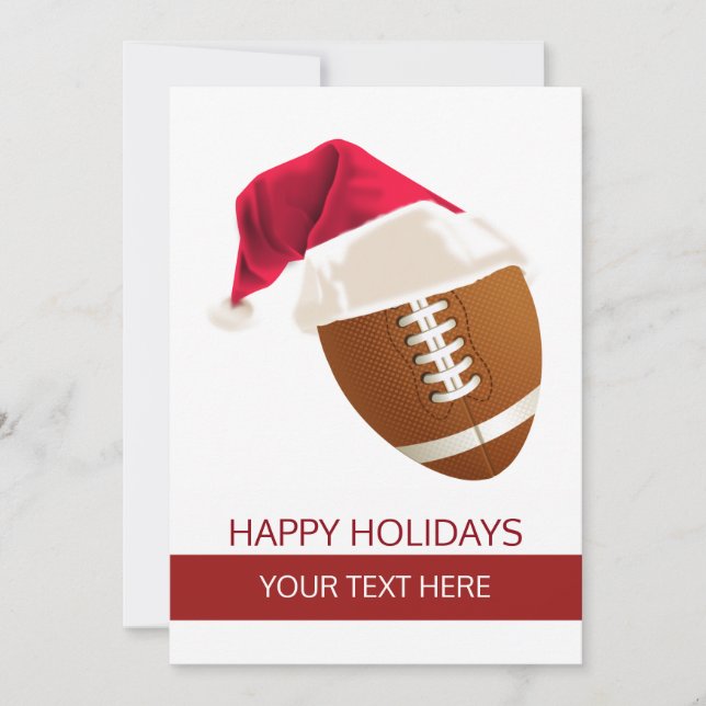 Christmas football Ball Santa Hat Greeting Cards (Front)