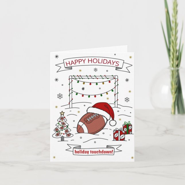 Christmas football Ball Santa Hat Greeting Cards (Front)