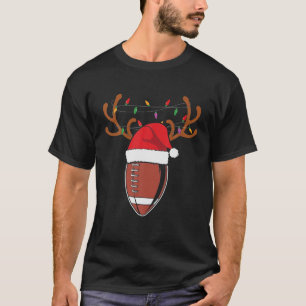 Christmas Football Ball Santa Hat Reindeer Matchin T-Shirt