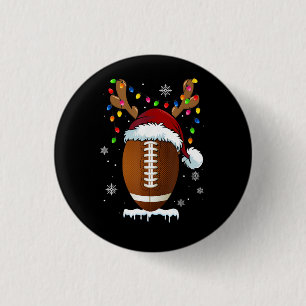 Christmas Football Ball Santa Lights Funny Boys Me 3 Cm Round Badge