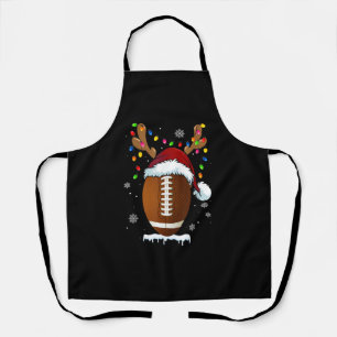 Christmas Football Ball Santa Lights Funny Boys Me Apron