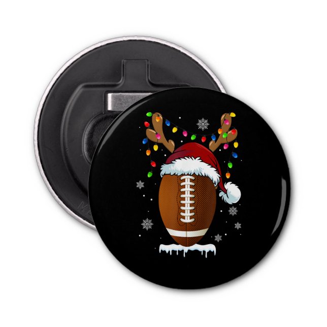 Christmas Football Ball Santa Lights Funny Boys Me Bottle Opener (Front)