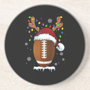 Christmas Football Ball Santa Lights Funny Boys Me Coaster