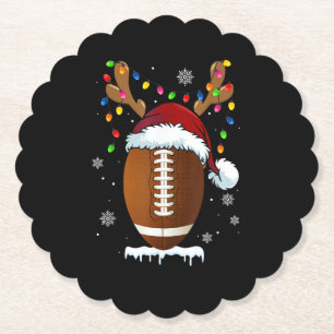 Christmas Football Ball Santa Lights Funny Boys Me Paper Coaster