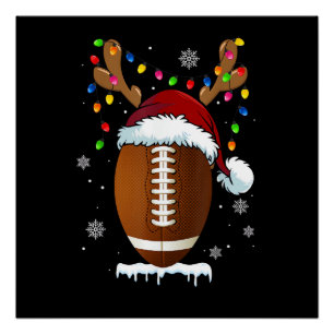 Christmas Football Ball Santa Lights Funny Boys Me Poster