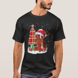 Christmas Football Ball Snowman Dabbing Santa Hat T-Shirt