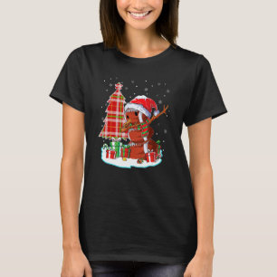 Christmas Football Ball Snowman Dabbing Santa Hat T-Shirt