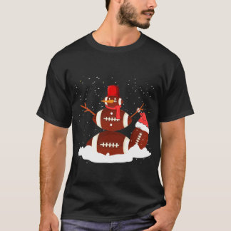 Christmas Football Ball Snowman Santa Funny Sport T-Shirt