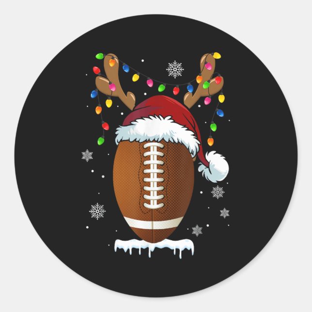 Christmas Football Ball Xmas Lights Funny Boys Men Classic Round Sticker (Front)