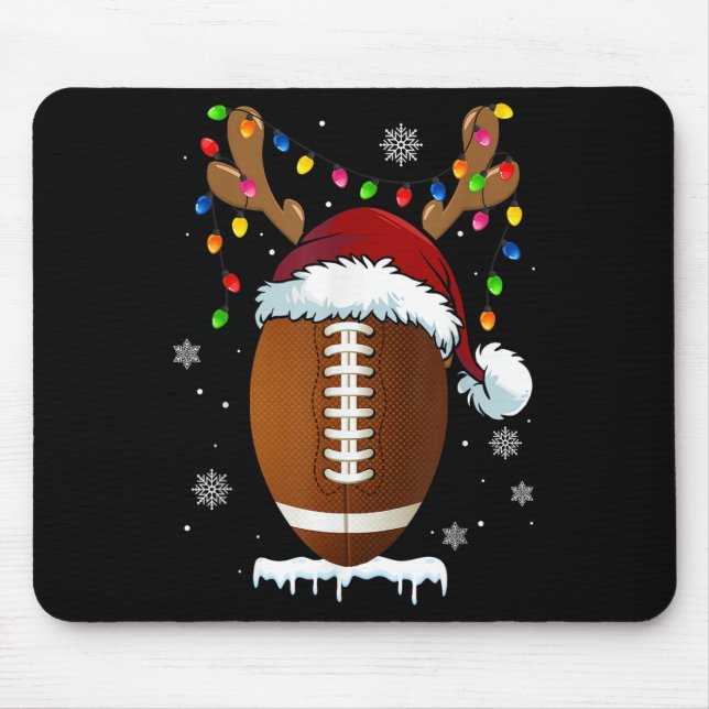 Christmas Football Ball Xmas Lights Funny Boys Men Mouse Pad (Front)