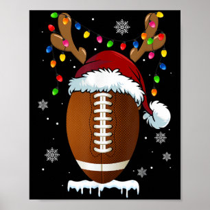 Christmas Football Ball Xmas Lights Funny Boys Men Poster