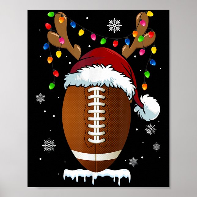 Christmas Football Ball Xmas Lights Funny Boys Men Poster (Front)