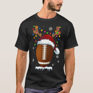 Christmas Football Ball Xmas Lights Funny Boys Men T-Shirt
