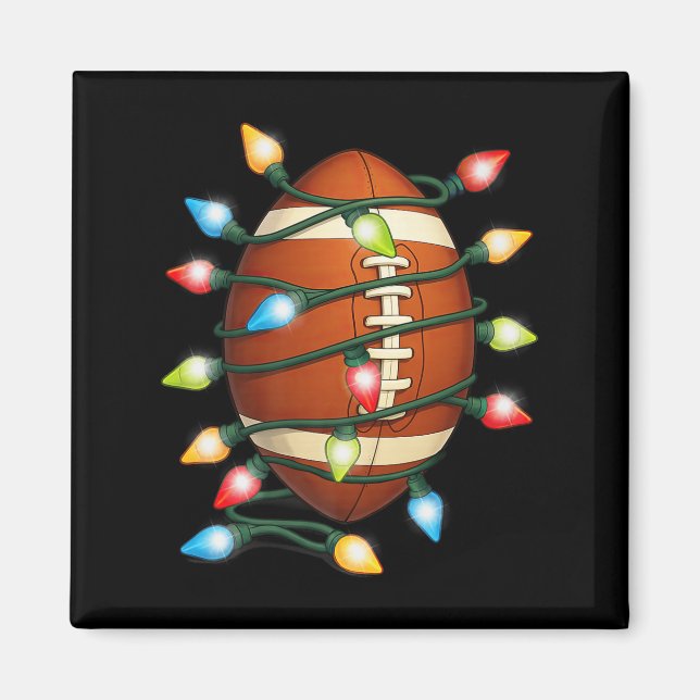 Christmas Football Ball Xmas Lights Holiday Sports Magnet (Front)