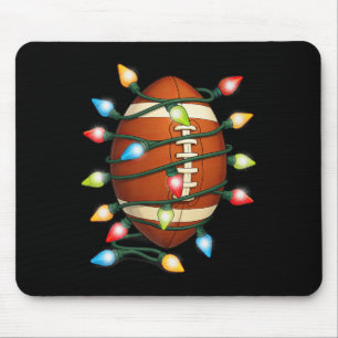 Christmas Football Ball Xmas Lights Holiday Sports Mouse Pad
