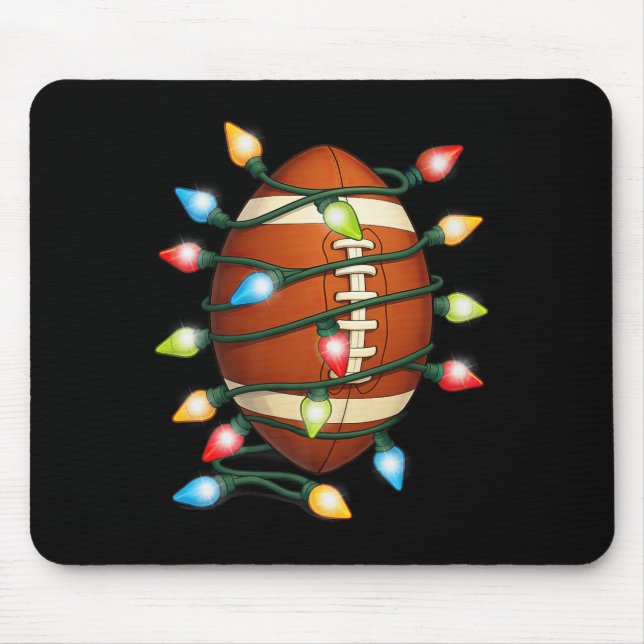 Christmas Football Ball Xmas Lights Holiday Sports Mouse Pad (Front)